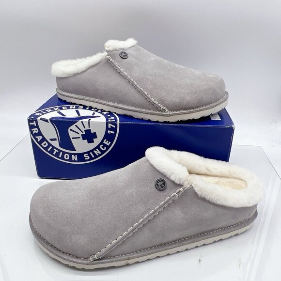 Birkenstock Zermatt Premium Shearling Suede Leather Stone Coin EU 43 US 10-10.5R - Picture 1 of 12